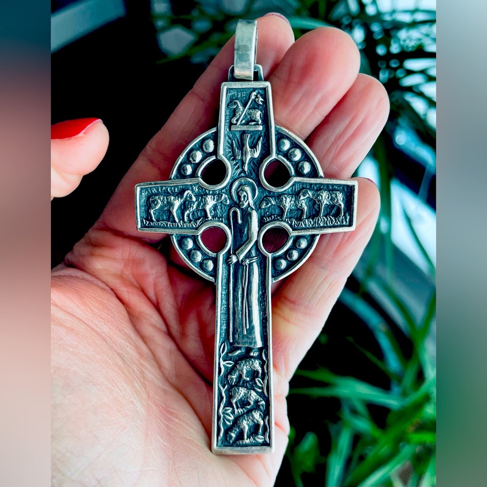 James Avery Retired Sterling Jesus The Good Shepherd Cross Pendant For nNecklace